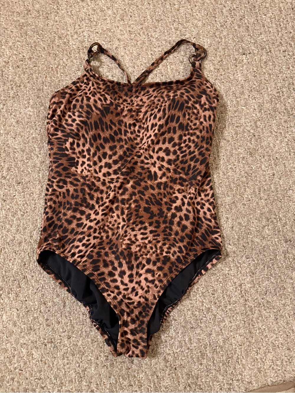 Leopard Print One-Piece Swimsuit - Brown